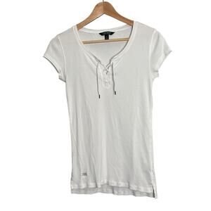 Lauren Ralph Lauren‎ Ribbed Henley Top White Size Small